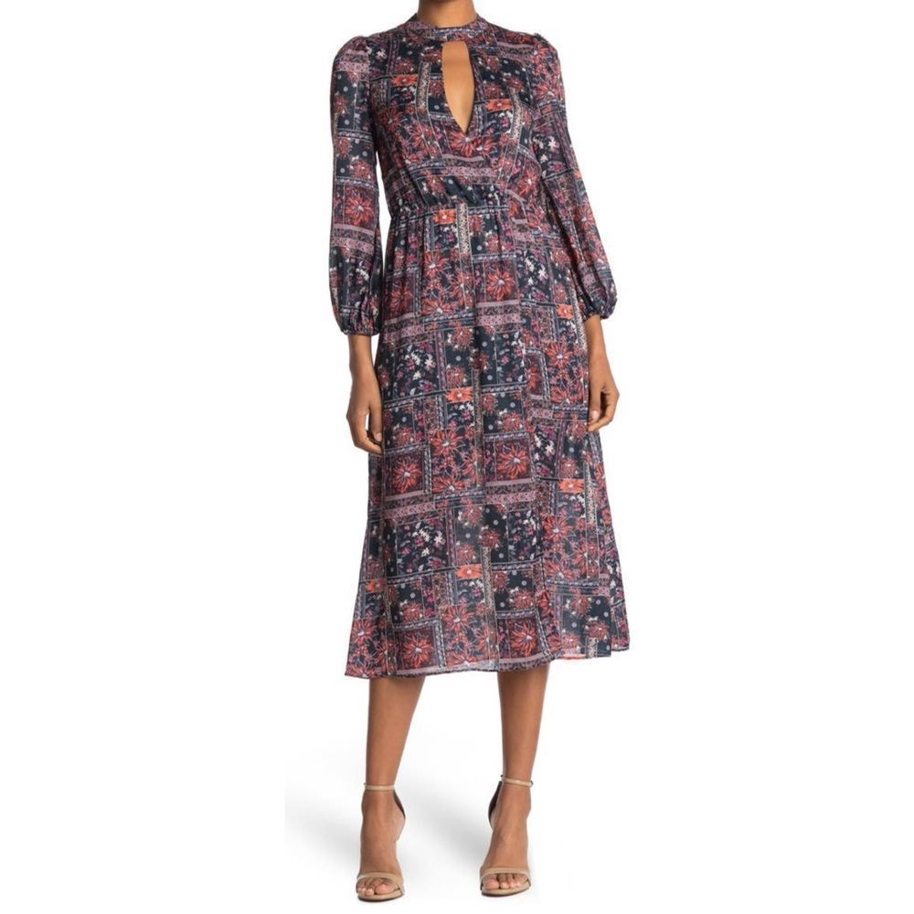 NSR Long Sleeve Midi Dress.Color:Black Multi. Floral Printed.New with Tag!